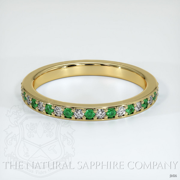 18K Yellow Gold Emerald and Diamond Prong Wedding Band