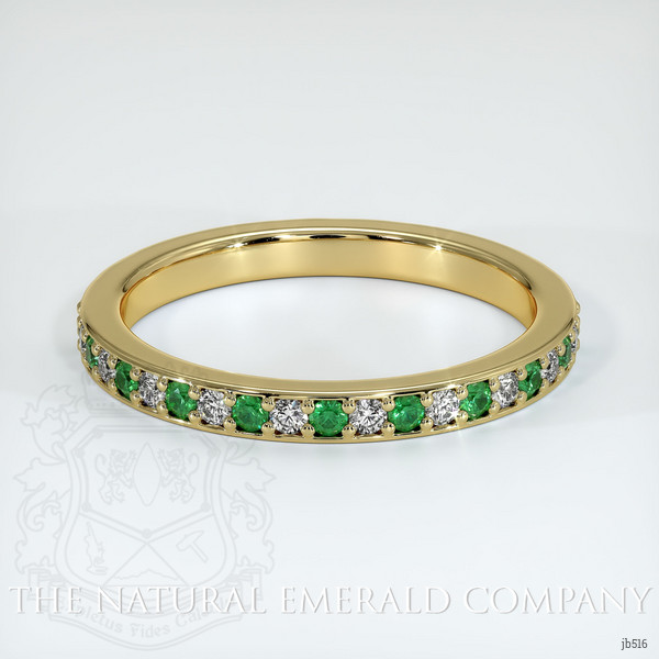 18K Yellow Gold Emerald and Diamond Prong Wedding Band