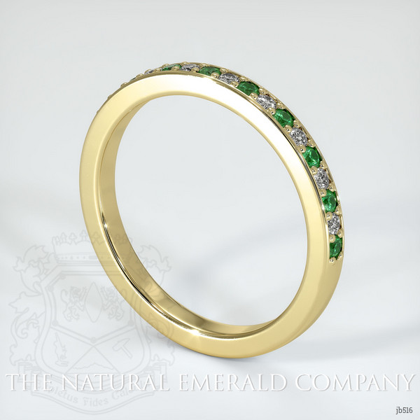 18K Yellow Gold Emerald and Diamond Prong Wedding Band