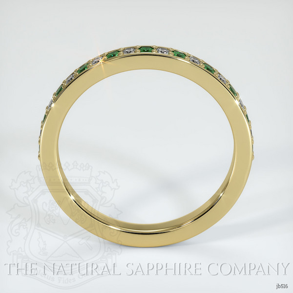 18K Yellow Gold Emerald and Diamond Prong Wedding Band