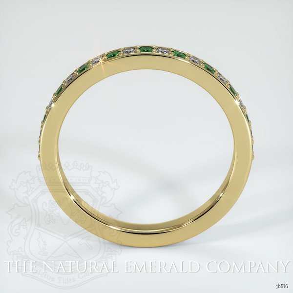 18K Yellow Gold Emerald and Diamond Prong Wedding Band