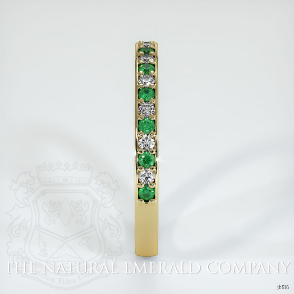 18K Yellow Gold Emerald and Diamond Prong Wedding Band