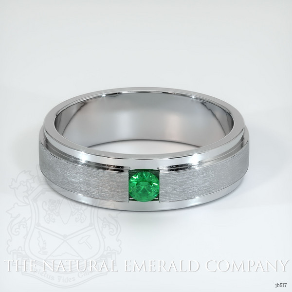 18K White Gold Emerald Men's Wedding Band