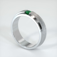 18K White Gold Emerald Men's Wedding Band Image