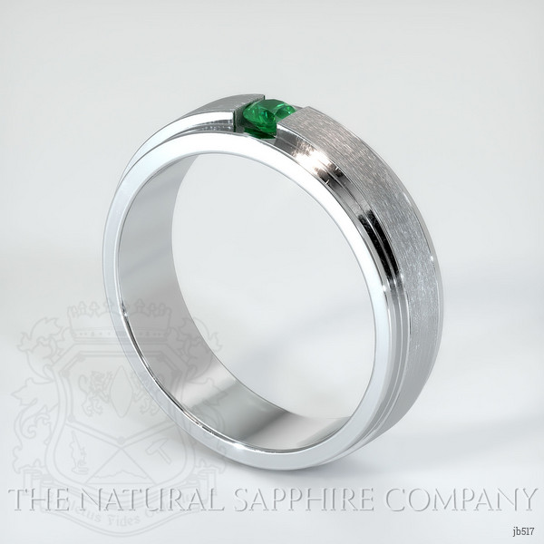 18K White Gold Emerald Men's Wedding Band