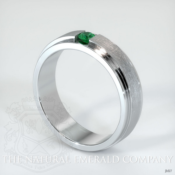 18K White Gold Emerald Men's Wedding Band
