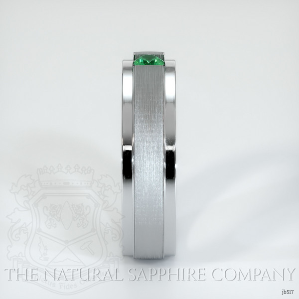 18K White Gold Emerald Men's Wedding Band