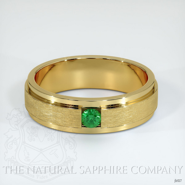 18K Yellow Gold Emerald Men's Wedding Band