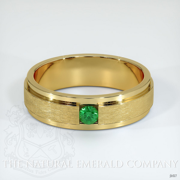 18K Yellow Gold Emerald Men's Wedding Band