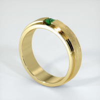 18K Yellow Gold Emerald Men's Wedding Band Image