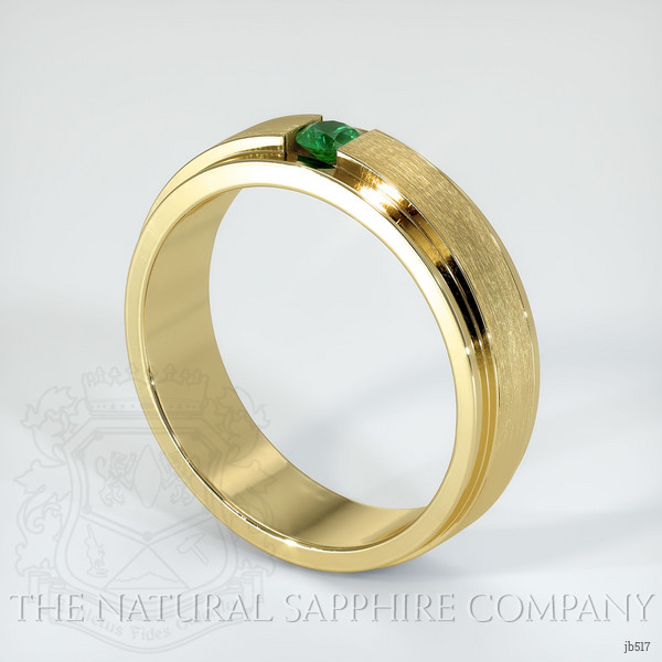 18K Yellow Gold Emerald Men's Wedding Band