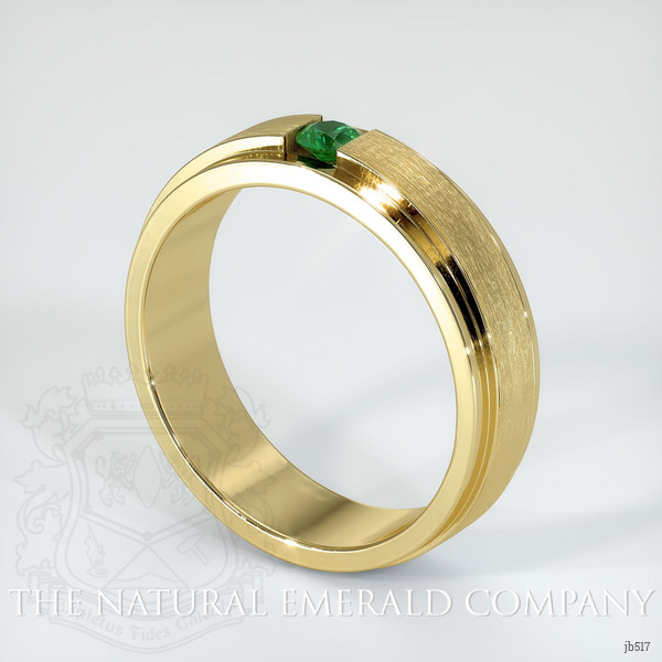 18K Yellow Gold Emerald Men's Wedding Band