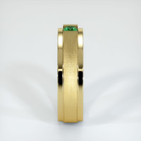 18K Yellow Gold Emerald Men's Wedding Band Image