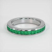 18K White Gold Emerald Channel Wedding Band Video