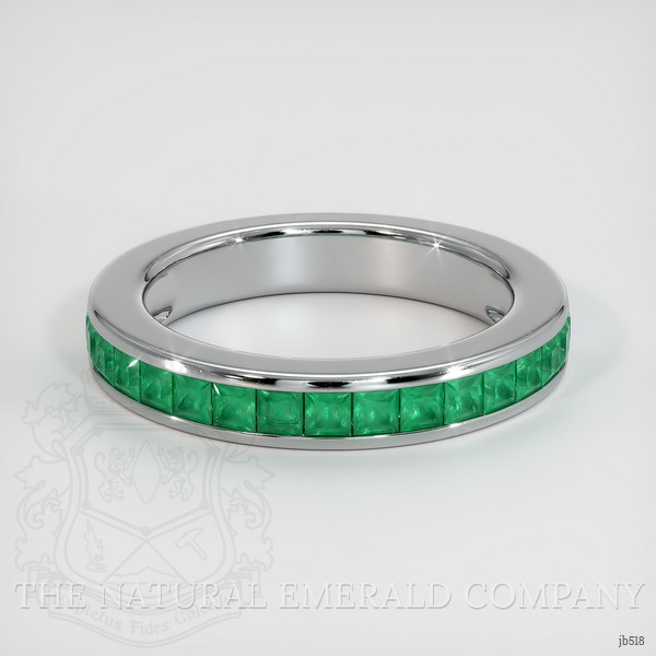 18K White Gold Emerald Channel Wedding Band