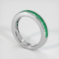 18K White Gold Emerald Channel Wedding Band Image