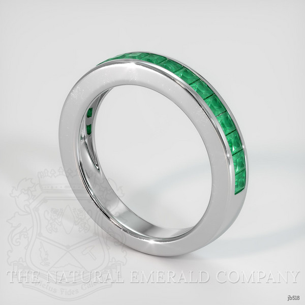 18K White Gold Emerald Channel Wedding Band