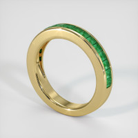 18K Yellow Gold Emerald Channel Wedding Band Image