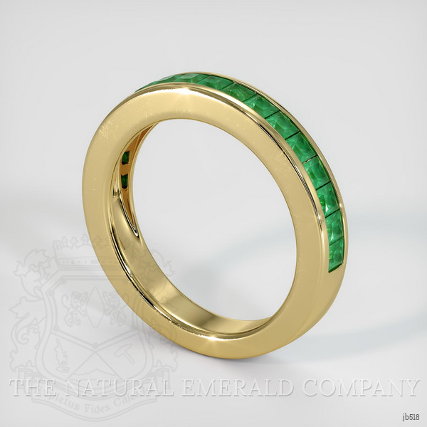 18K Yellow Gold Emerald Channel Wedding Band