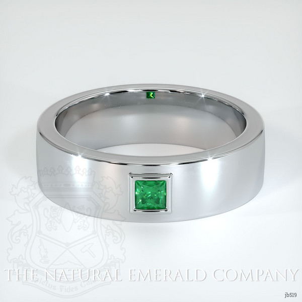 18K White Gold Emerald Men's Wedding Band