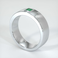 18K White Gold Emerald Men's Wedding Band Image