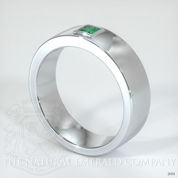 18K White Gold Emerald Men's Wedding Band