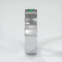 18K White Gold Emerald Men's Wedding Band Image