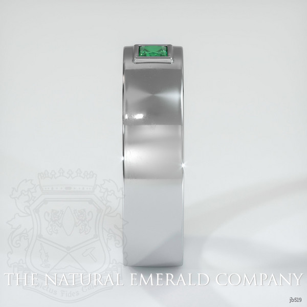18K White Gold Emerald Men's Wedding Band