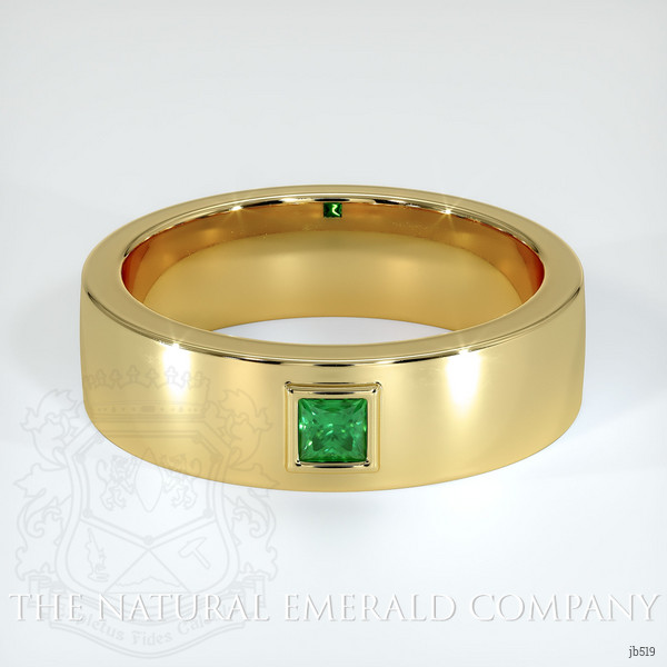 18K Yellow Gold Emerald Men's Wedding Band