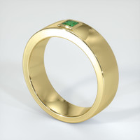 18K Yellow Gold Emerald Men's Wedding Band Image