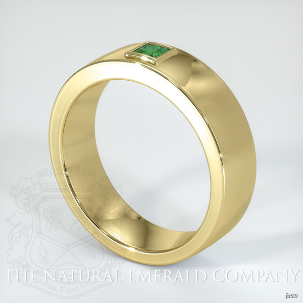 18K Yellow Gold Emerald Men's Wedding Band