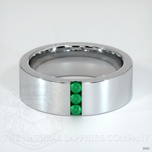 18K White Gold Emerald Men's Wedding Band
