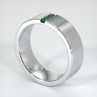 18K White Gold Emerald Men's Wedding Band Image