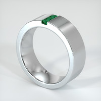 18K White Gold Emerald Men's Wedding Band Image