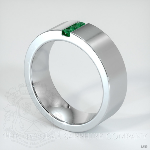 18K White Gold Emerald Men's Wedding Band
