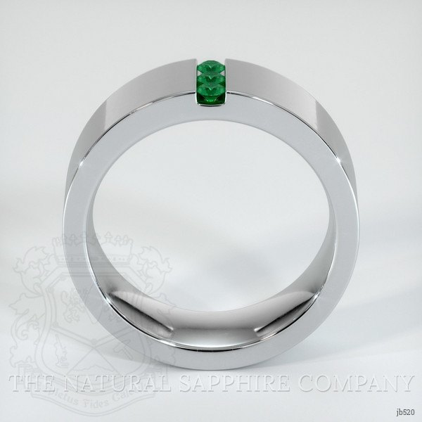 18K White Gold Emerald Men's Wedding Band