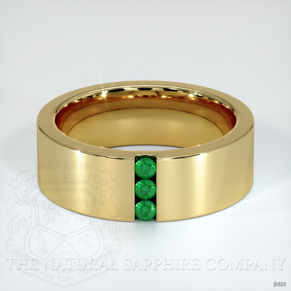 18K Yellow Gold Emerald Men's Wedding Band