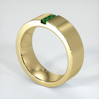 18K Yellow Gold Emerald Men's Wedding Band Image