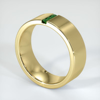 18K Yellow Gold Emerald Men's Wedding Band Image