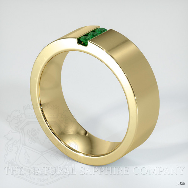 18K Yellow Gold Emerald Men's Wedding Band
