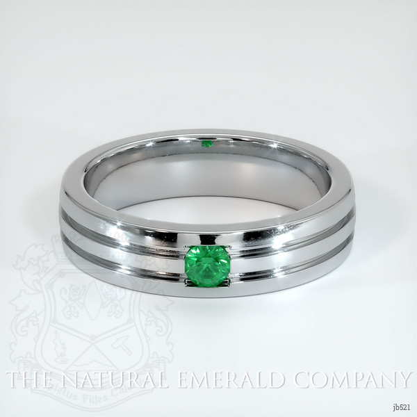 18K White Gold Emerald Men's Wedding Band