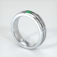 18K White Gold Emerald Men's Wedding Band Image