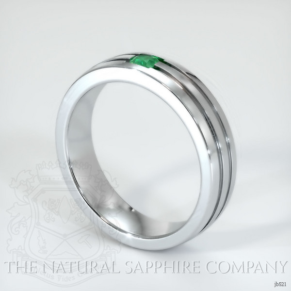 18K White Gold Emerald Men's Wedding Band