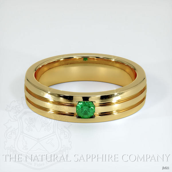 18K Yellow Gold Emerald Men's Wedding Band