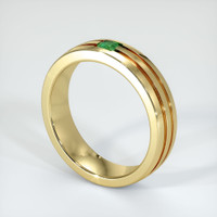 18K Yellow Gold Emerald Men's Wedding Band Image