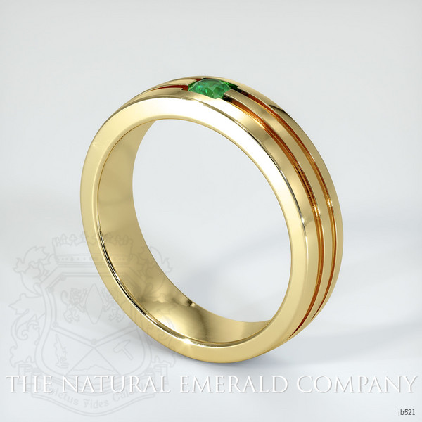 18K Yellow Gold Emerald Men's Wedding Band