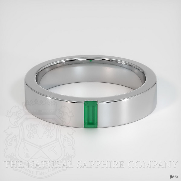 18K White Gold Emerald Men's Wedding Band