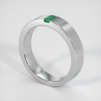 18K White Gold Emerald Men's Wedding Band Image