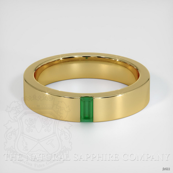 18K Yellow Gold Emerald Men's Wedding Band