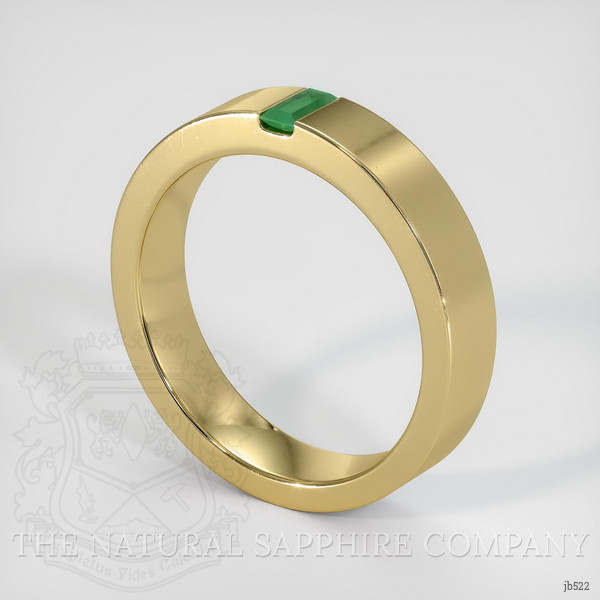 18K Yellow Gold Emerald Men's Wedding Band